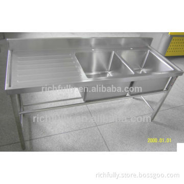 Stainless steel kitchen sink with drain board